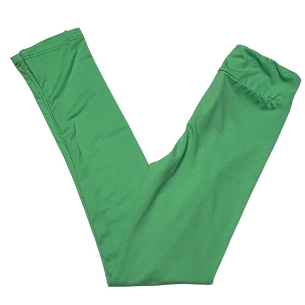 LuLaRoe Girls Leggings L/XL Green Solid Soft Stretch Comfort Kids Sizes 7-12 NWT